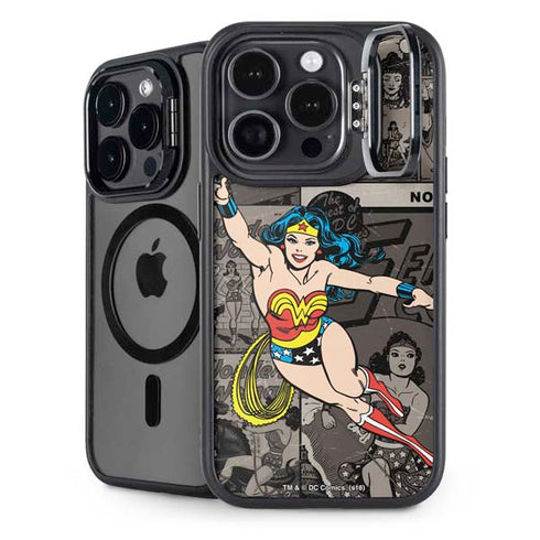 DC Comics Wonder Woman Vintage pose pattern iPhone 14 Pro Kickstand Case